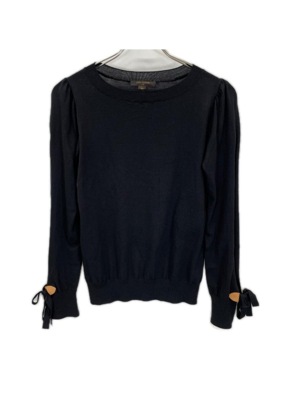 Louis Vuitton Black Sleeve Ribbon High Gauge Knit Sweater XS